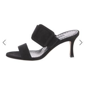 NWOT Manolo Blahnik Gable 70 black buckled suede mules IT 36 / US 6